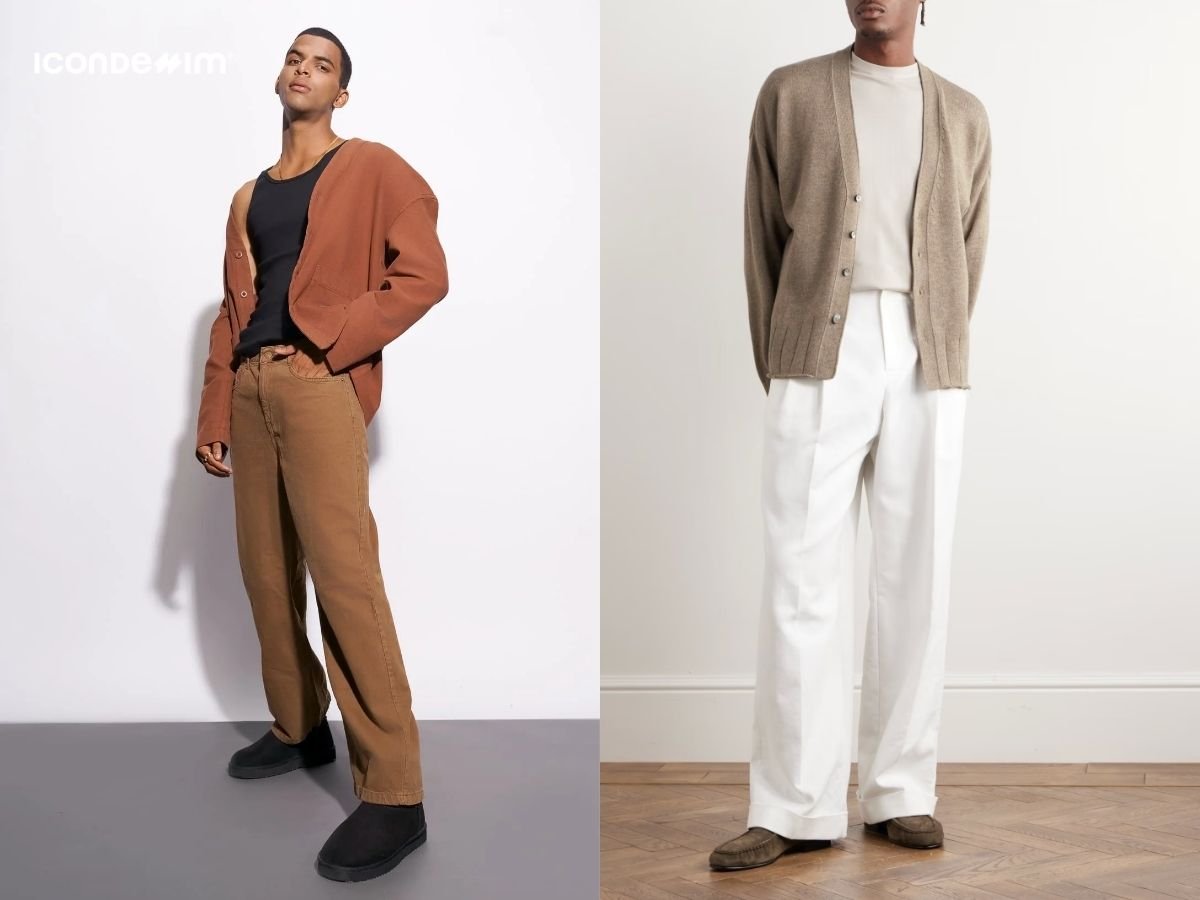Áo cardigan và quần ống suông