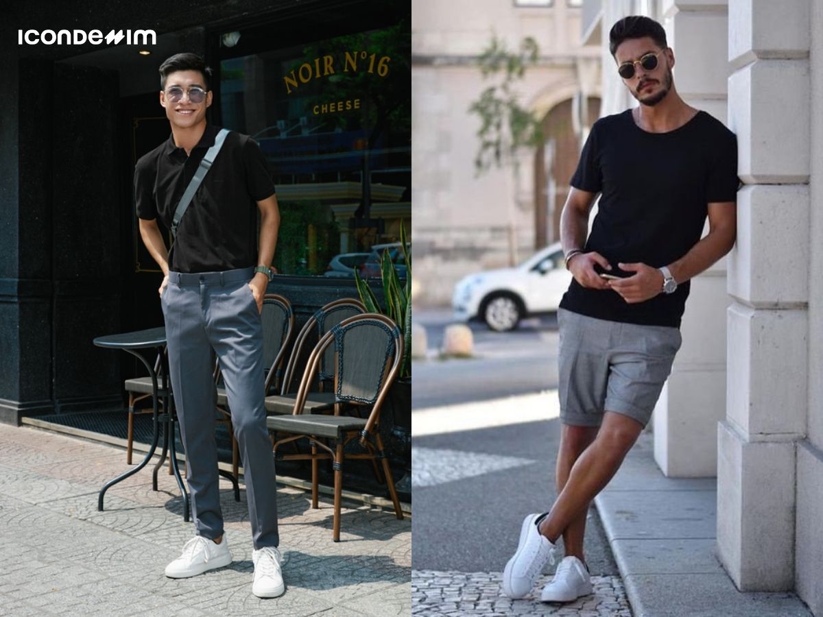 Mix quần xám với áo đen sẽ giúp bạn trở nên cá tính hơn