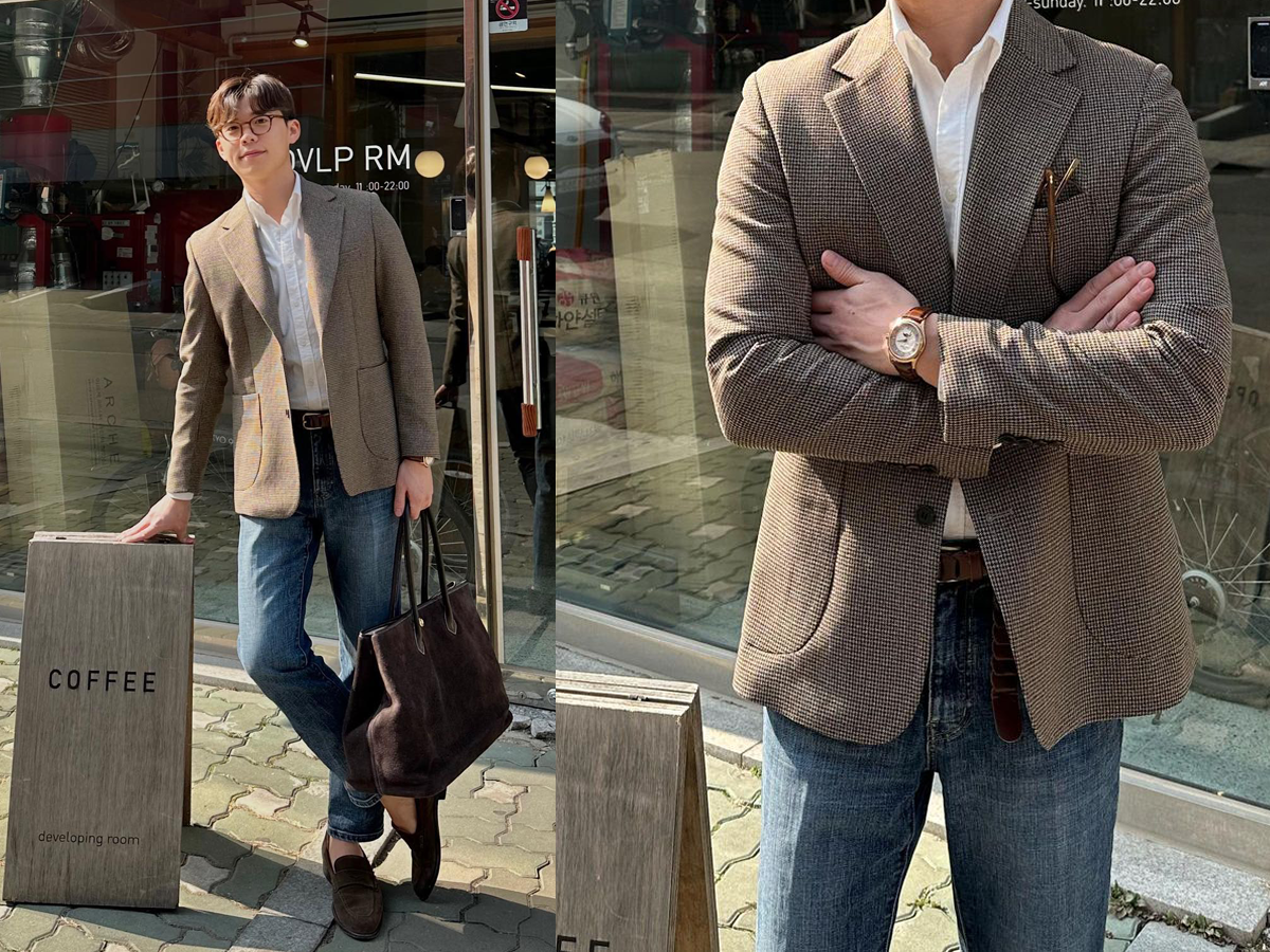 Áo khoác blazer và quần jeans