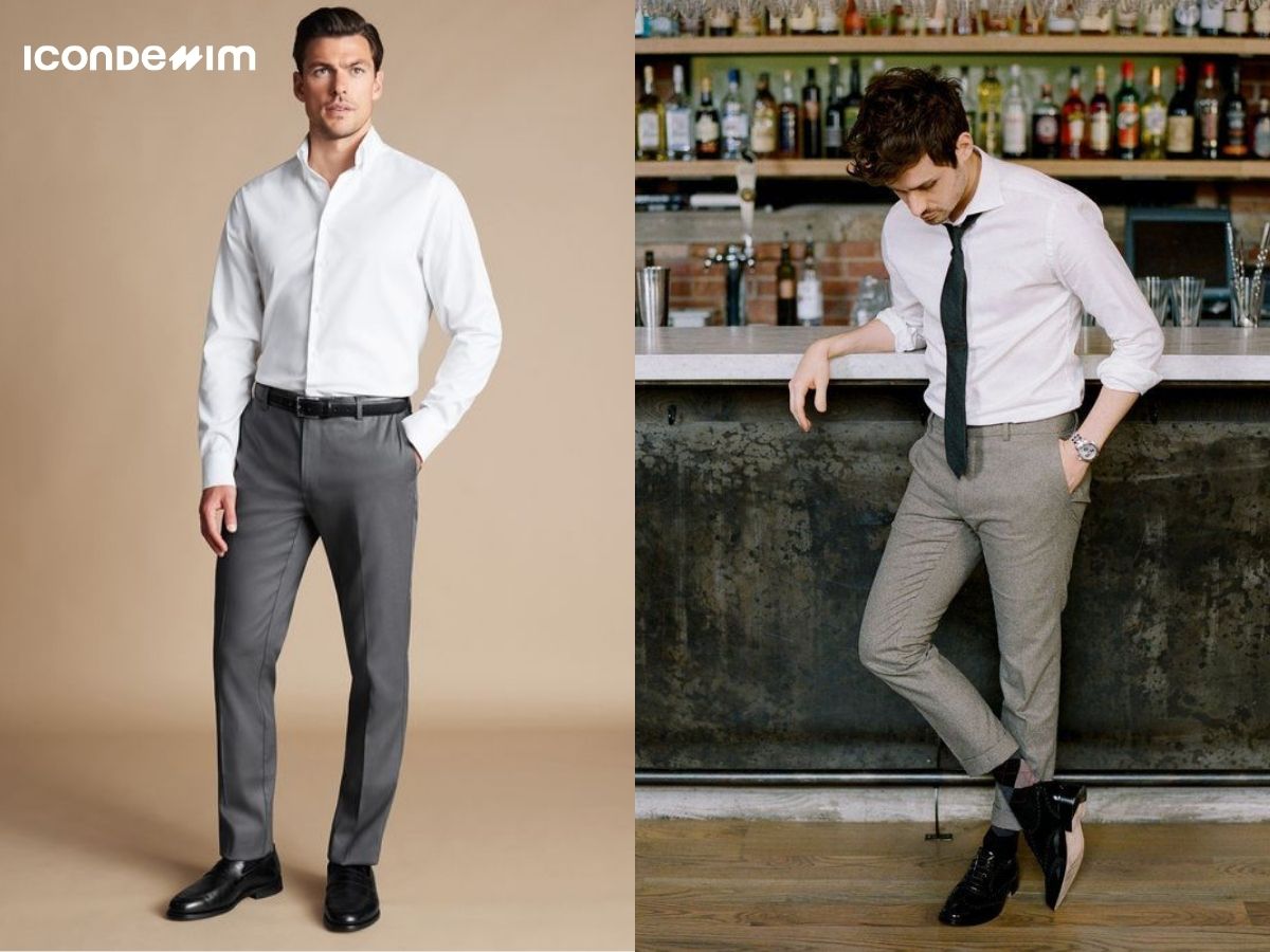 Phối đồ quần xám áo trắng