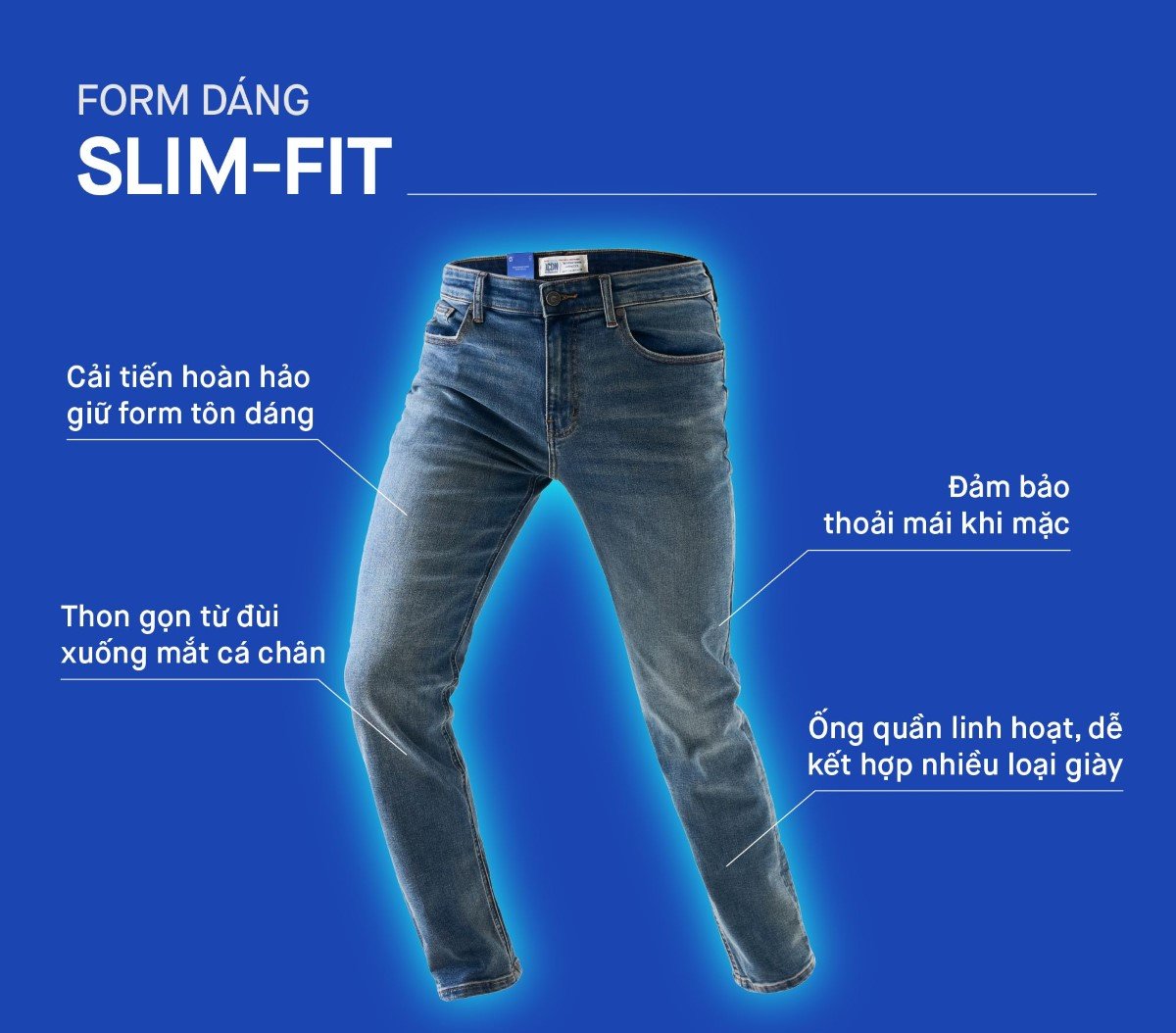 Quần jeans nam procool form dáng hiện đại