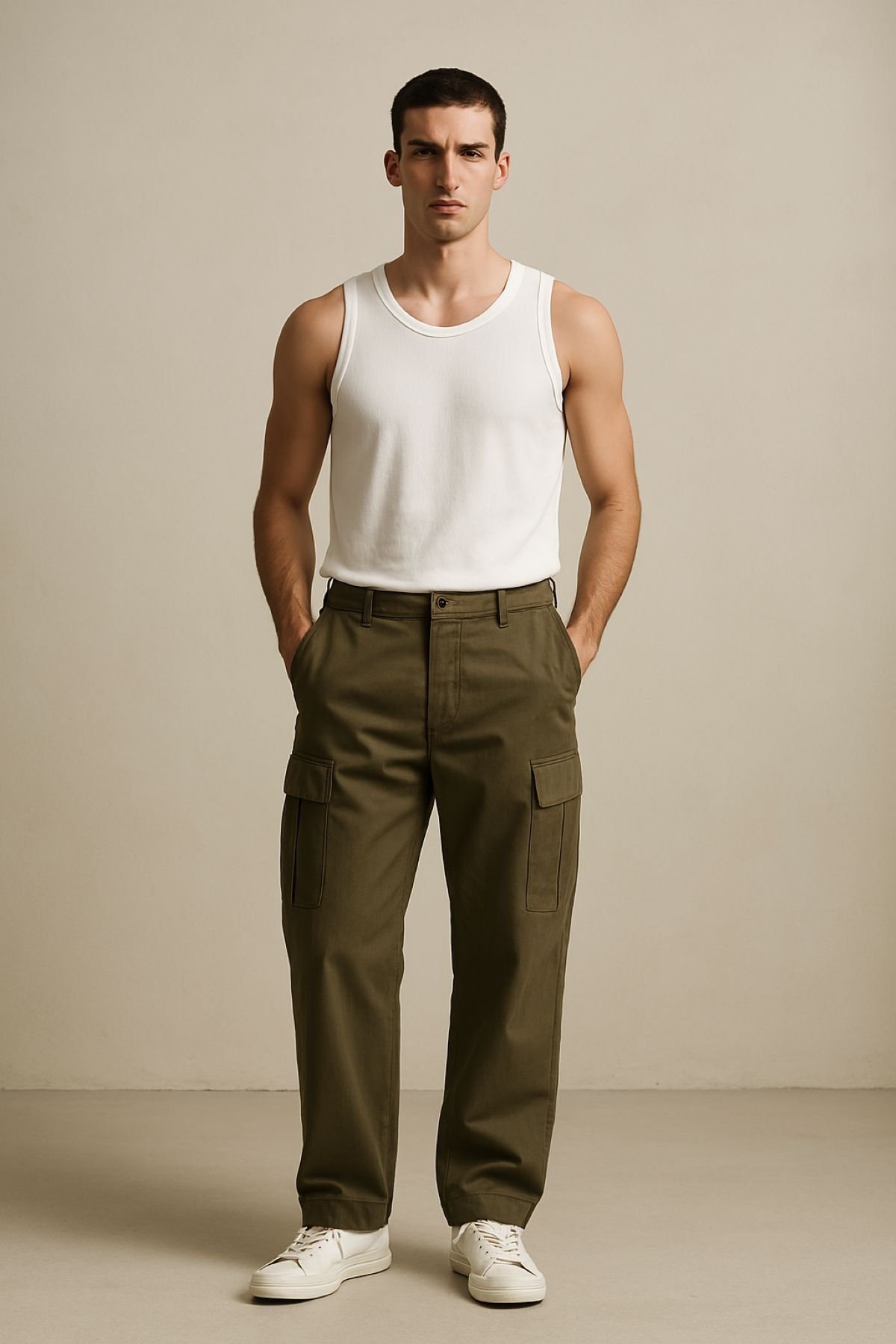 Quần túi hộp phối áo tank top