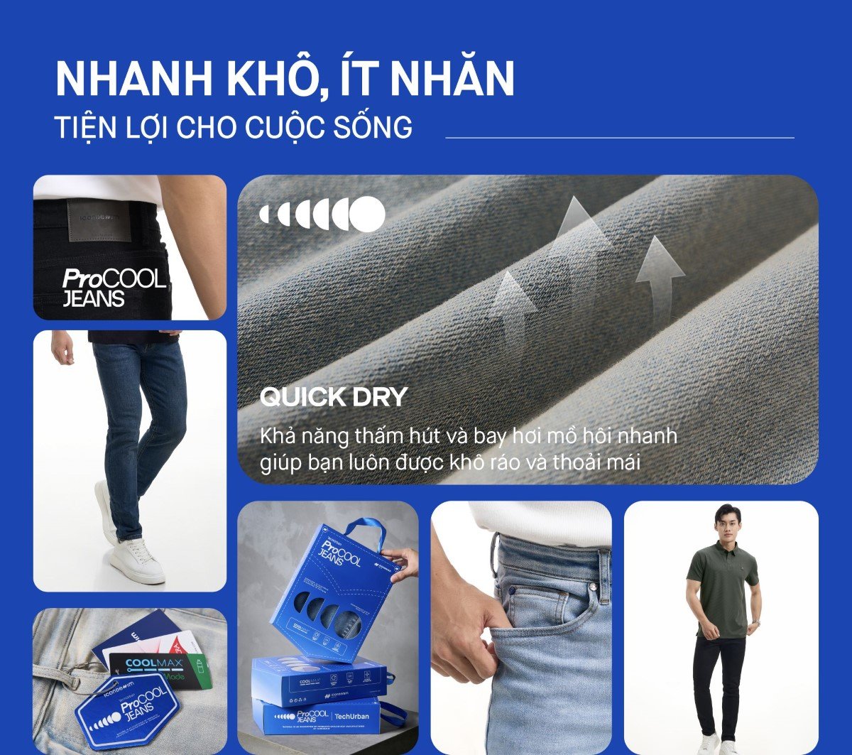 Vải nhanh khô ít nhăn dễ ủi